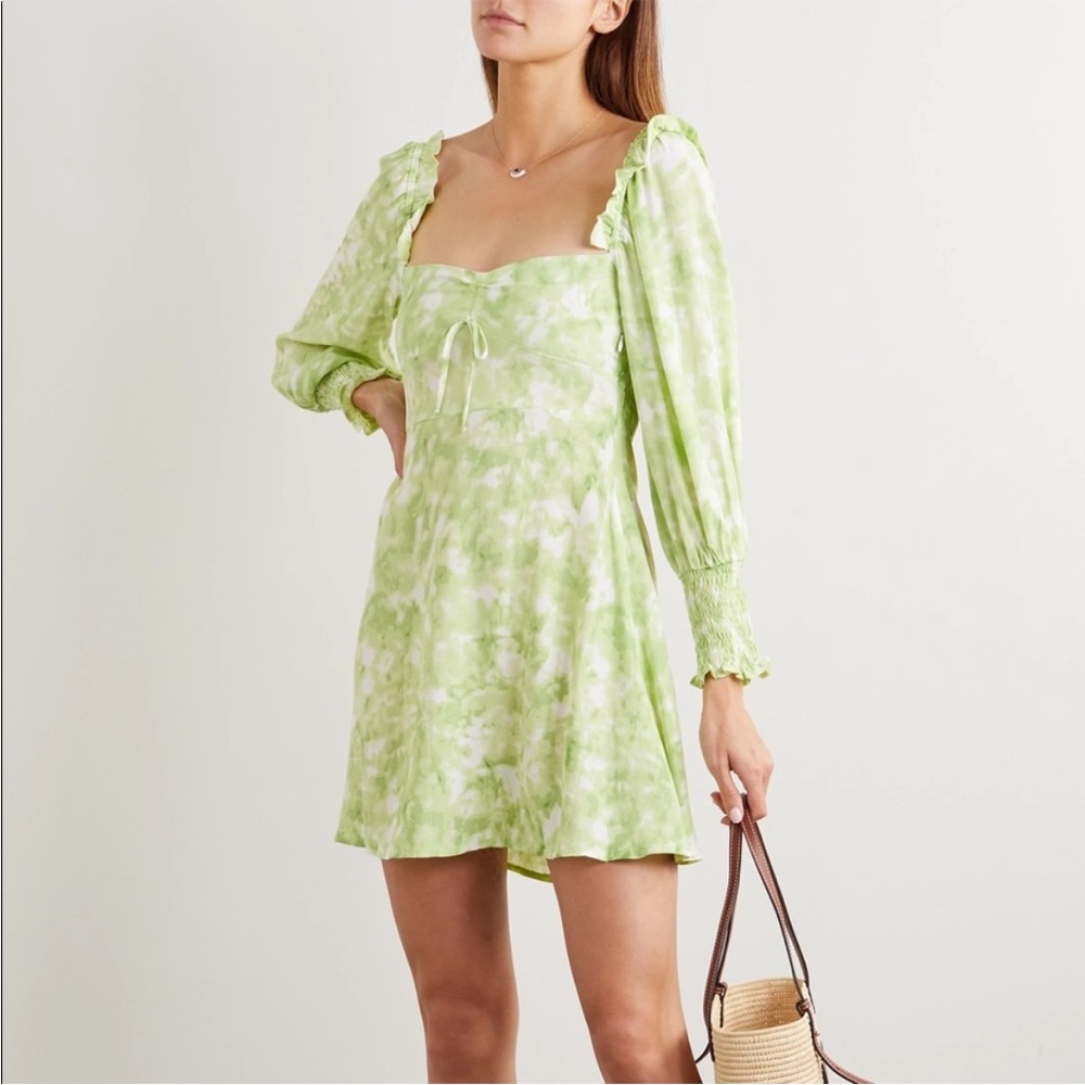 Faithfull the Brand Arianne Mini Dress Lime Roos Tie Dye size Medium 6